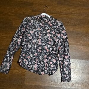 SHEIN Black Floral Long Sleeve Blouse
